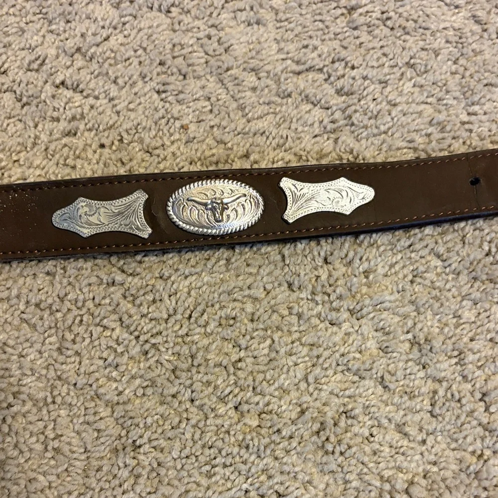 Brown Kids Belt with Silver Accents